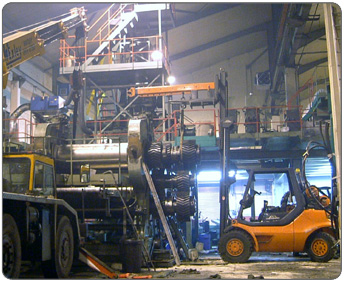 Forklift truck being used for machinery removal